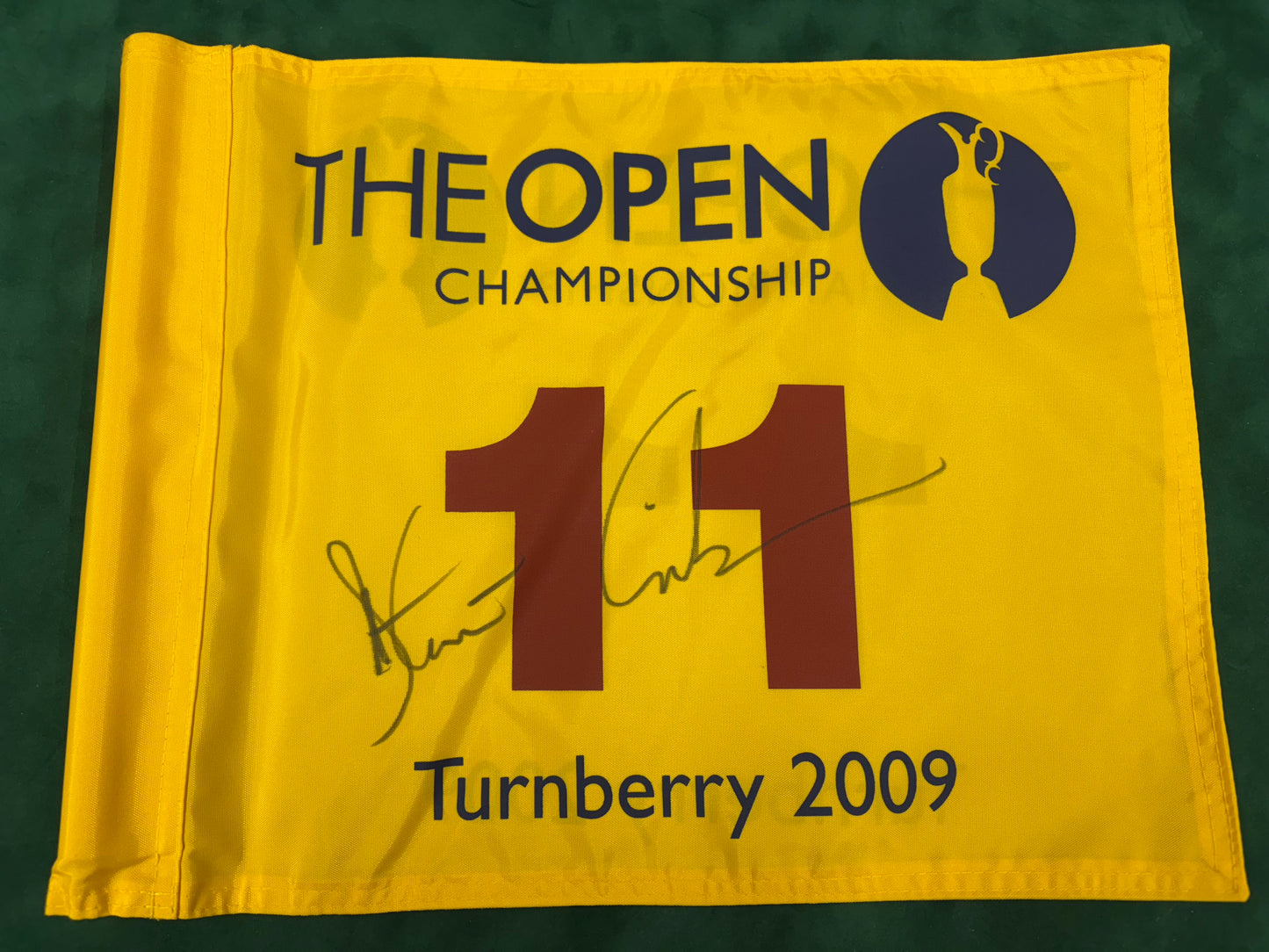 Stewart Cink Winner Signed 2009 Open at Turnberry Course Used 11th Golf Pin Flag + Cert