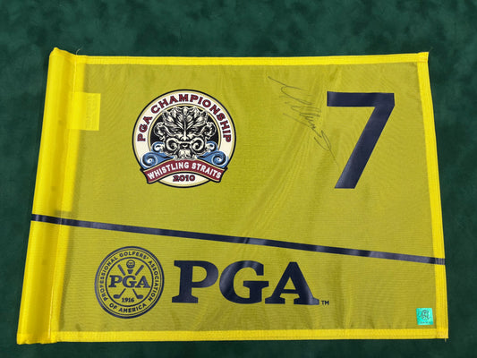 Martin Kaymer Winner Signed 2010 PGA Championship at Whistling Straits 7th Hole Course Used Golf Flag + GJA Cert