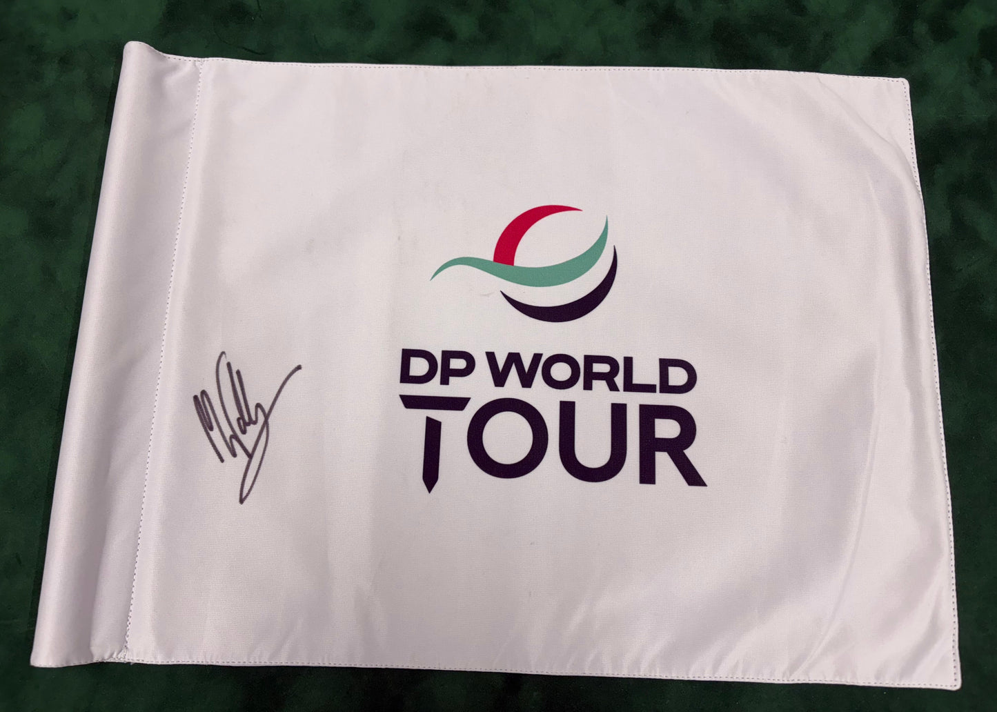Matt Wallace 2024 Omega European Masters Winner Signed DP World Tour Golf Pin Flag + Cert