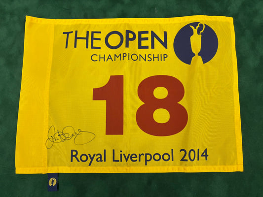 Rory McIlroy Winner Signed 2014 Open at Royal Liverpool Golf Flag + Dealer COA