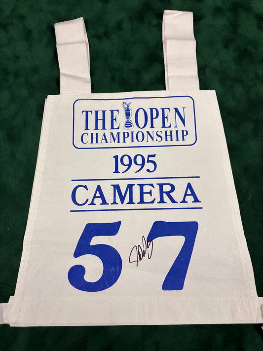 Official 1995 Open Championship Camera Bib Signed by Winner John Daly + Dealer COA