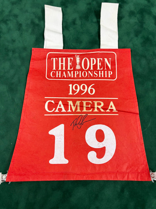 Official 1996 Open Championship Camera Bib Signed by Winner Tom Lehman + Dealer COA