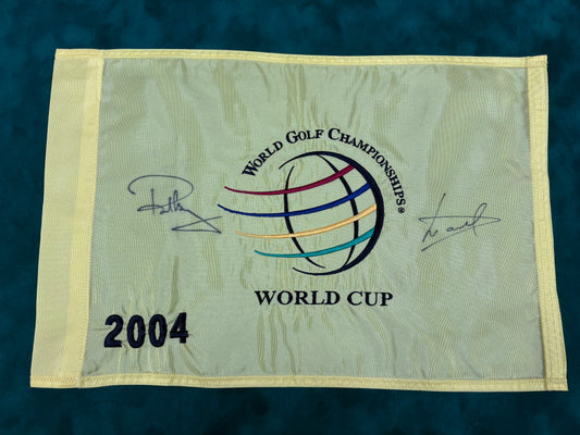 Paul Casey & Luke Donald 2004 WGC World Cup Winners Signed Golf Pin Flag + Cert