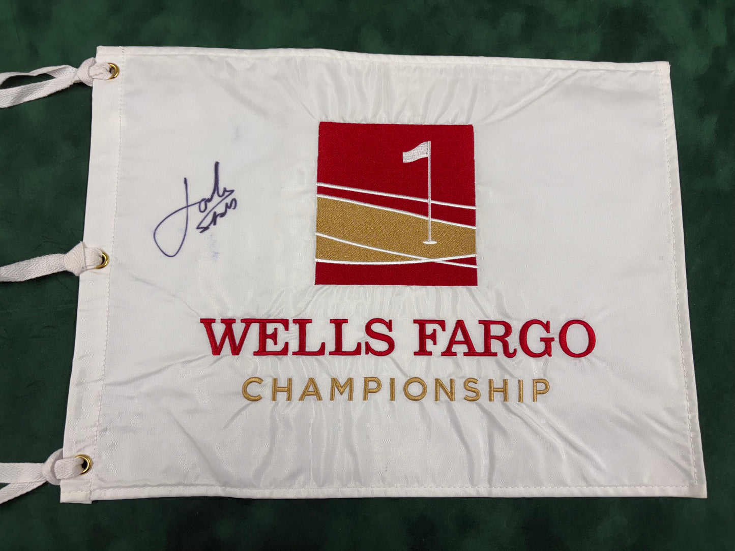 Jordan Spieth Signed US PGA Wells Fargo Championship Golf Pin Flag + Dealer COA