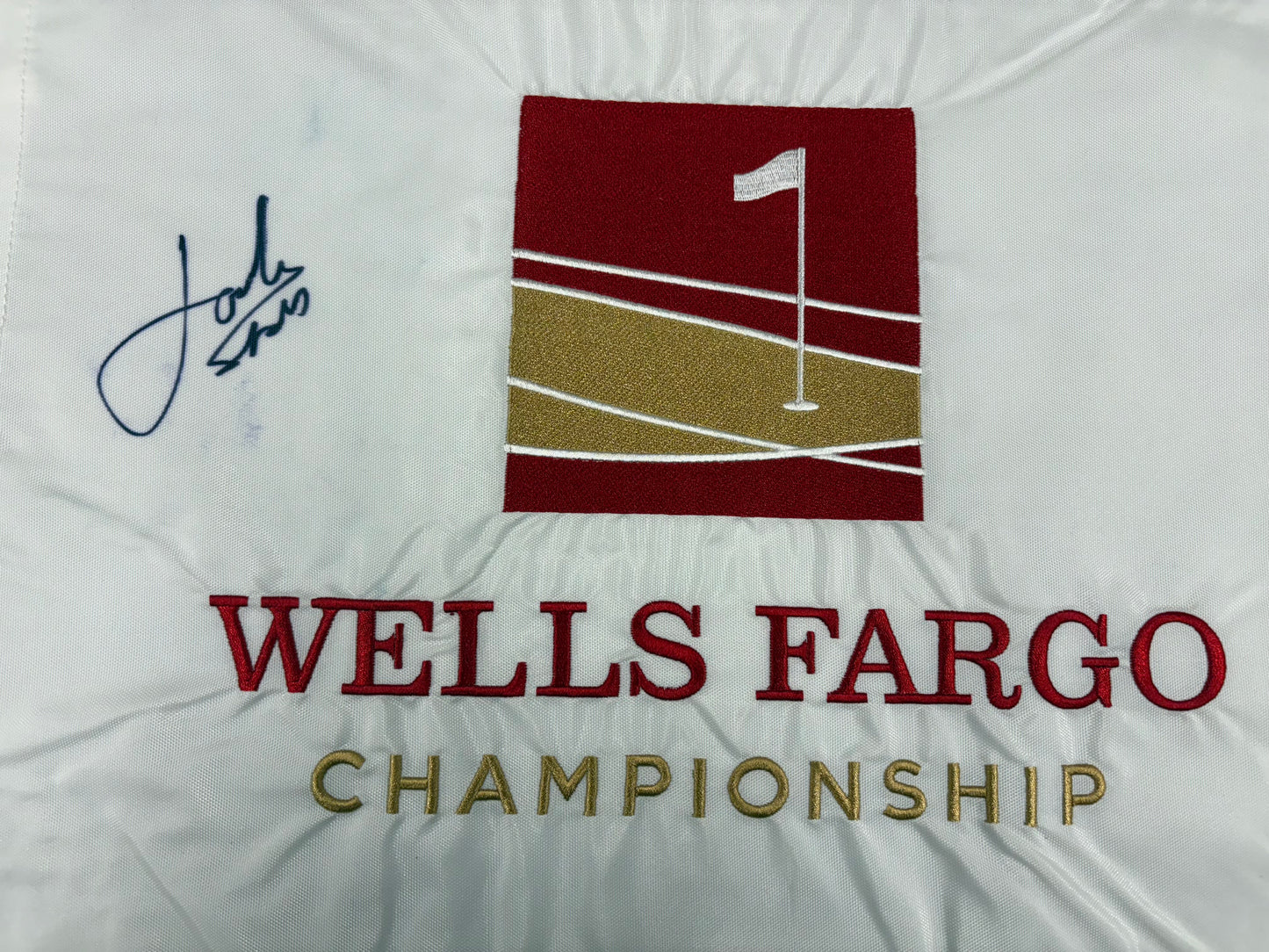 Jordan Spieth Signed US PGA Wells Fargo Championship Golf Pin Flag + Dealer COA