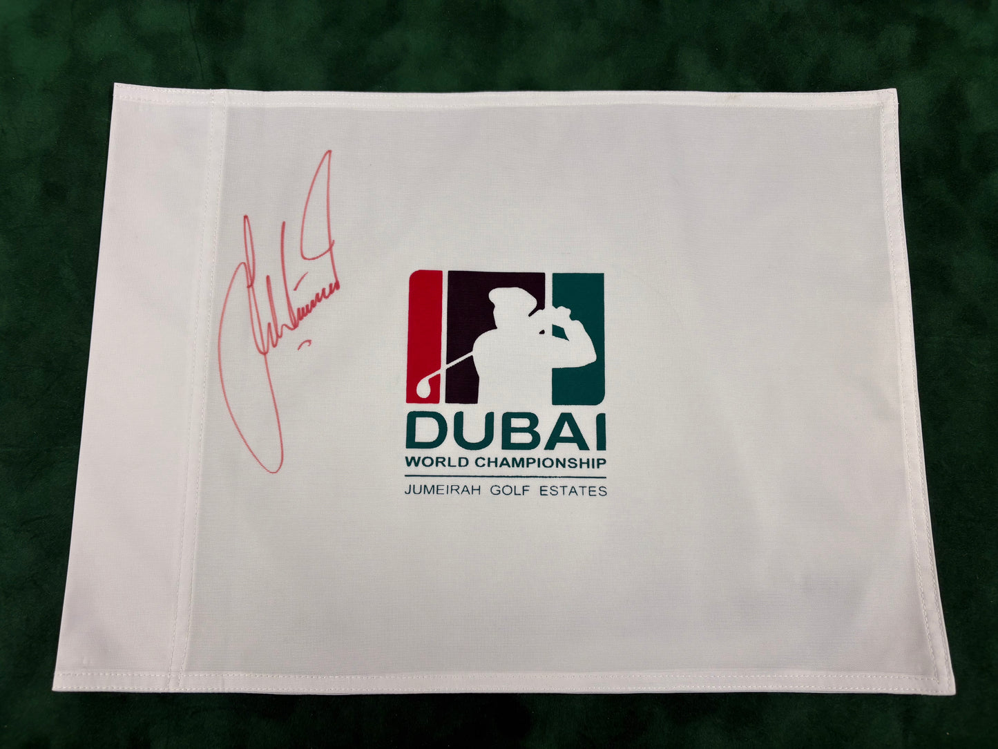 Lee Westwood Signed Dubai World Championship Golf Pin Flag + Cert