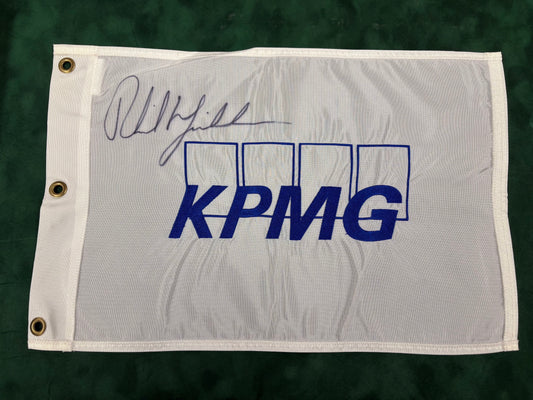 Phil Mickelson Rare Signed White & Blue KPMG Sponsored Golf Pin Flag /Dealer COA