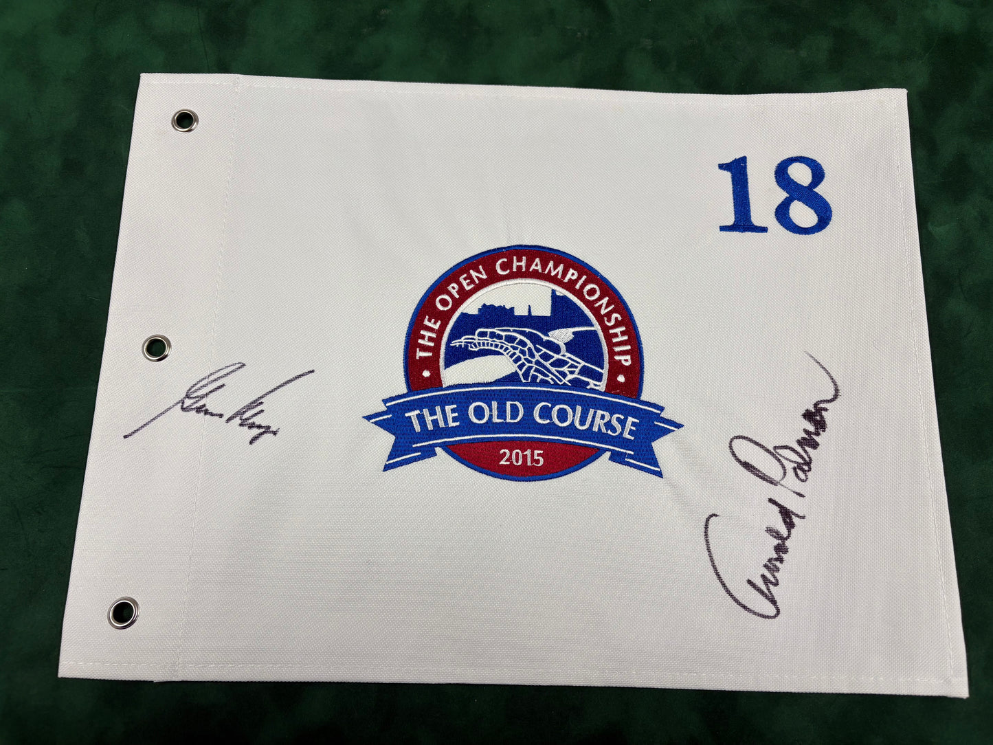 Arnold Palmer & Gary Player RARE Signed St Andrews Golf Pin Flag + Dealer COA