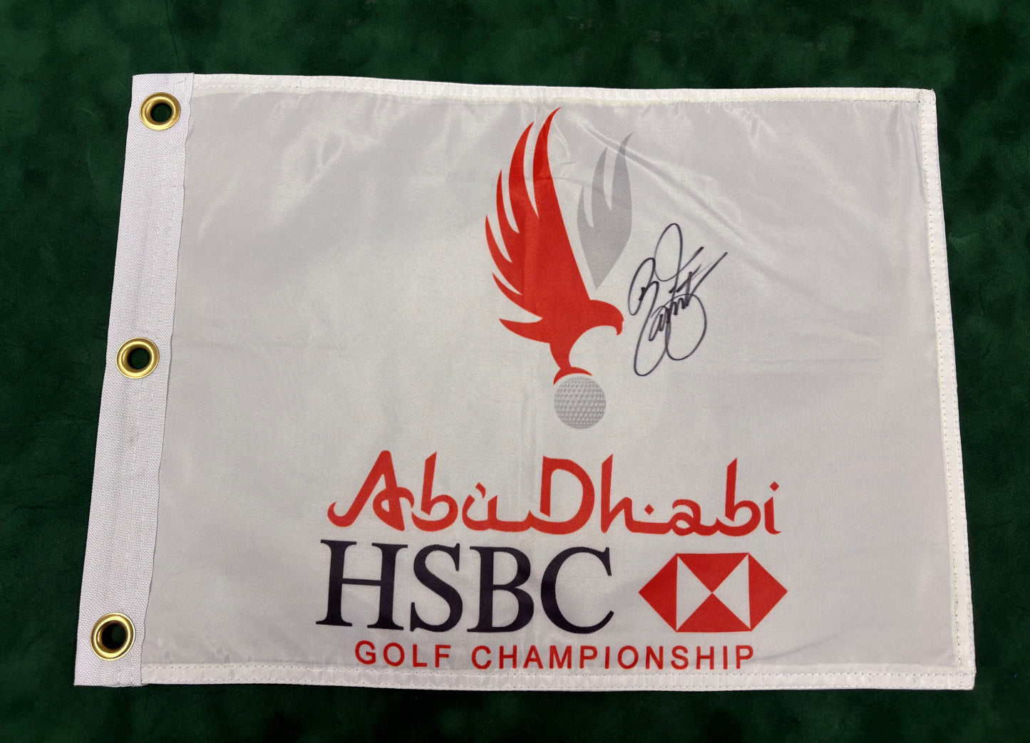 Rickie Fowler 2016 Winner Signed HSBC Abu Dhabi Golf Championship Pin Flag +Cert