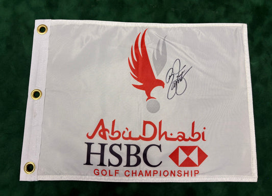 Rickie Fowler 2016 Winner Signed HSBC Abu Dhabi Golf Championship Pin Flag +Cert