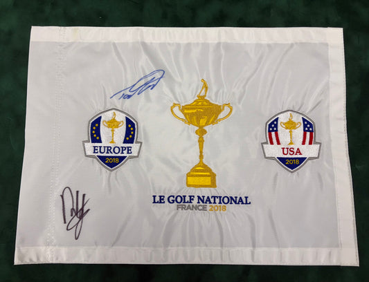 Tommy Fleetwood & Francesco Molinari 'Moliwood' Signed 2018 Ryder Cup Pin Flag + Cert