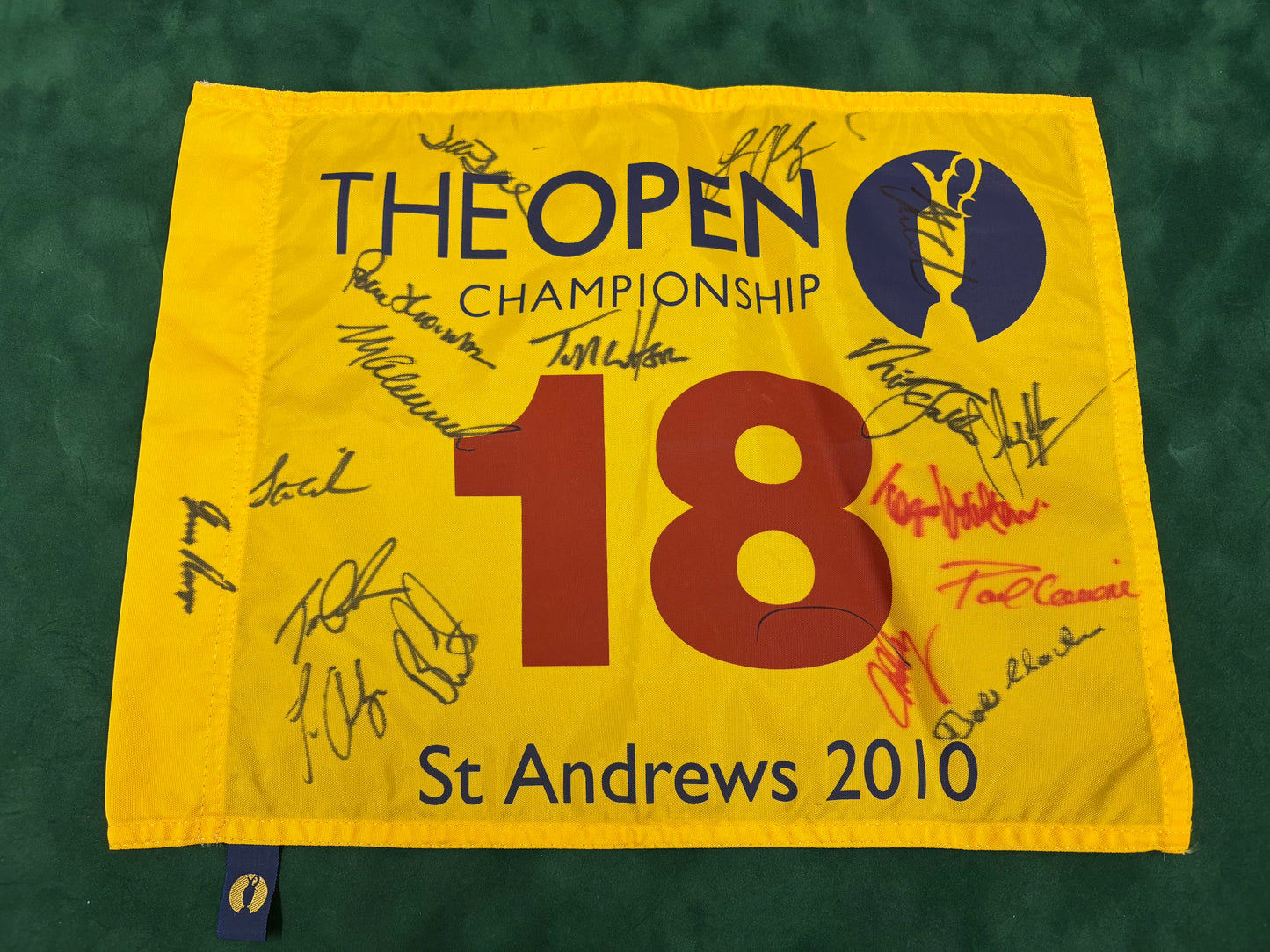 2010 Open at St Andrews Golf Flag Signed by 17 Champions Watson, Lyle + Cert
