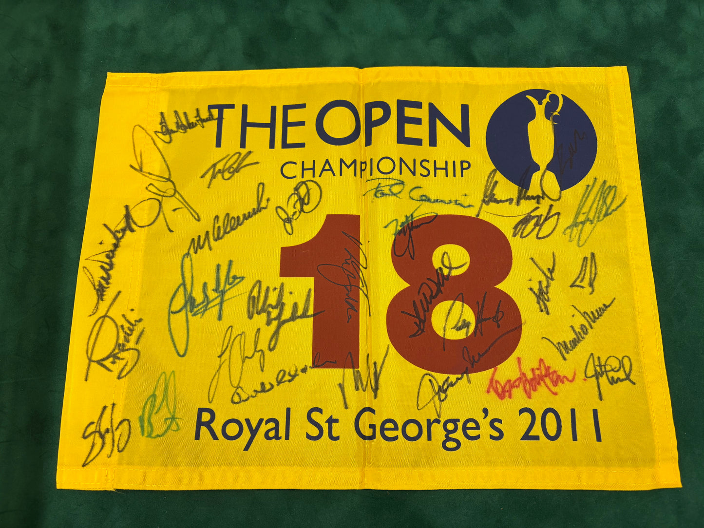 2011 Open at St George's Golf Flag Signed by 29 Champions Player, Leonard, McIlroy + Cert