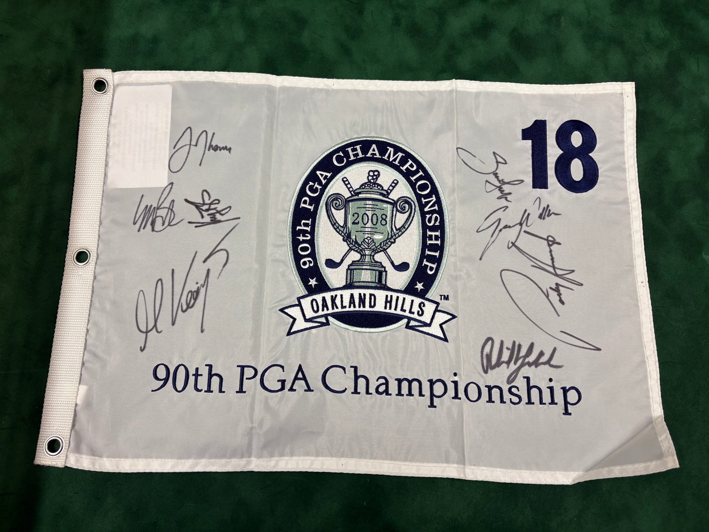 90th US PGA Golf Flag Signed by 8 Previous Champions Harrington, Bradley + Cert