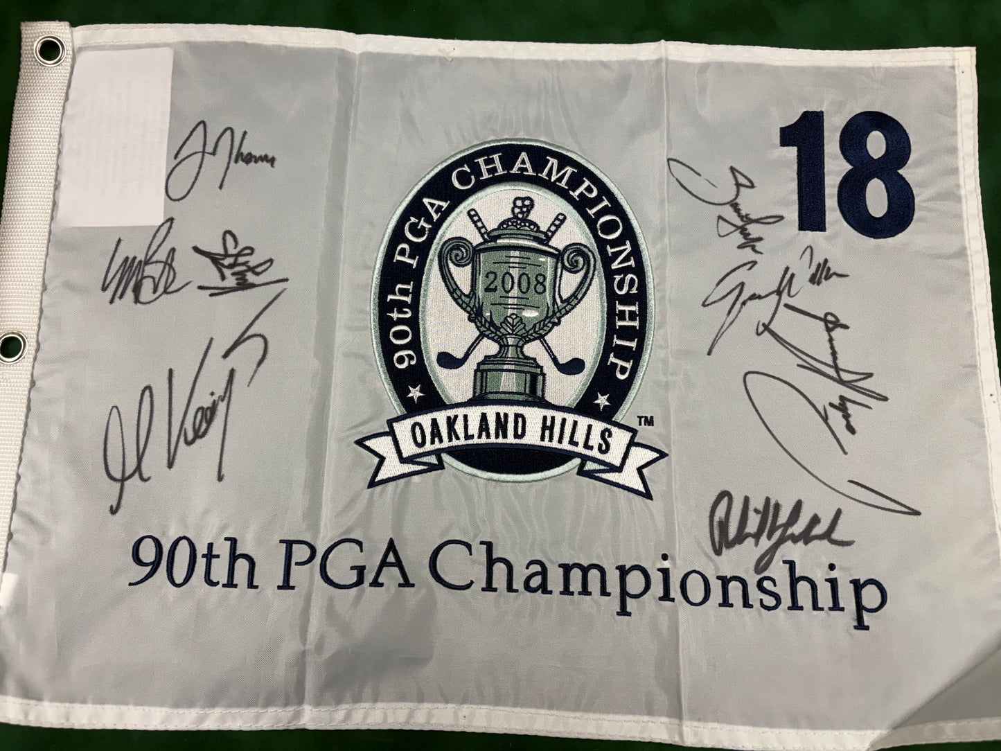 90th US PGA Golf Flag Signed by 8 Previous Champions Harrington, Bradley + Cert