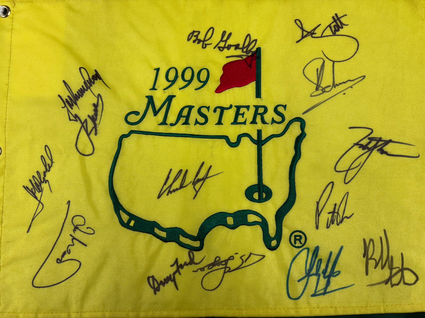 1999 Augusta Masters Golf Pin Flag Signed By 14 Champions (Reed, Spieth, Coody) + Cert