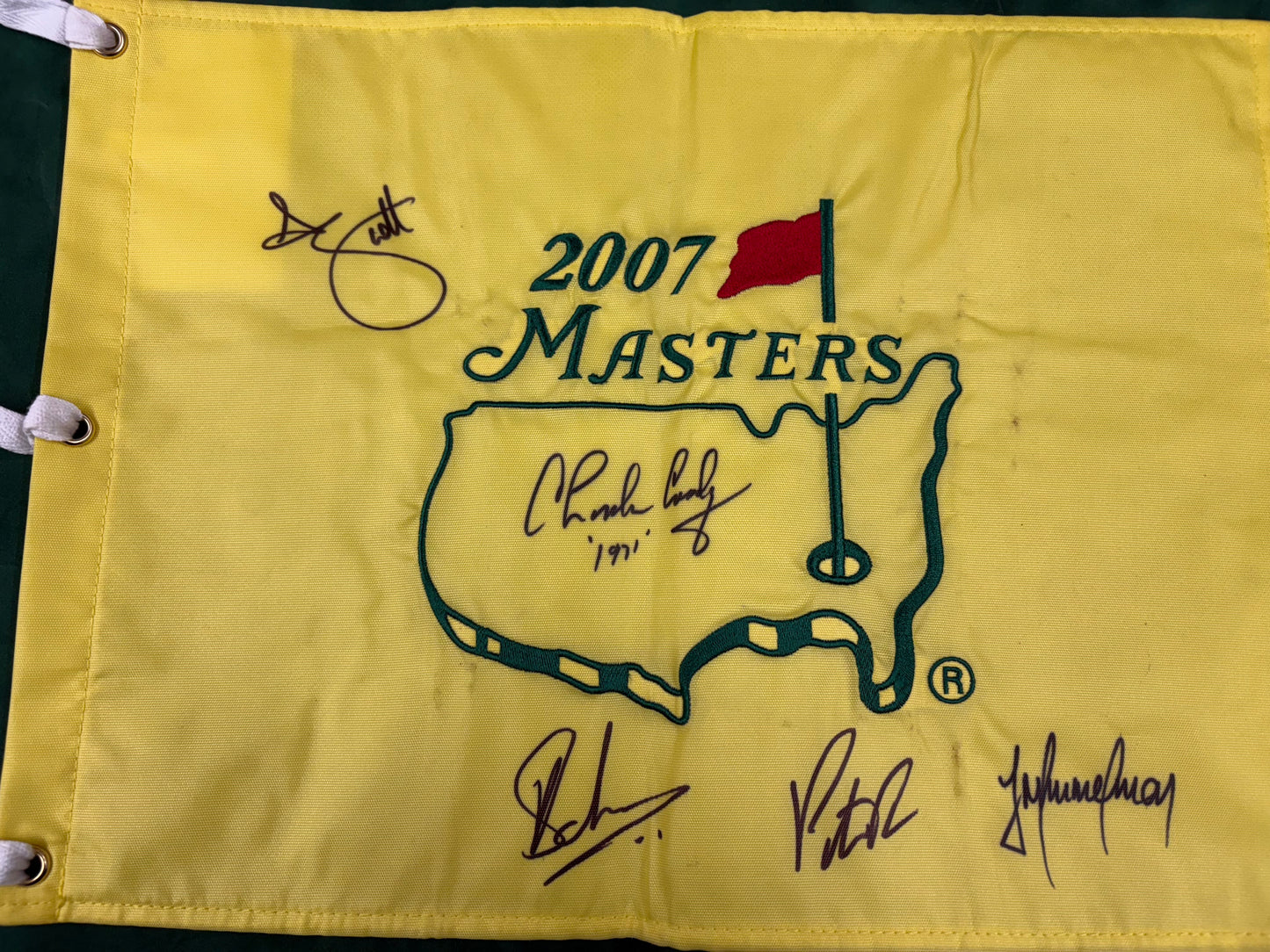 2007 Augusta Masters Golf Pin Flag Signed By 5 Champions (Scott, Immelman) + Cert