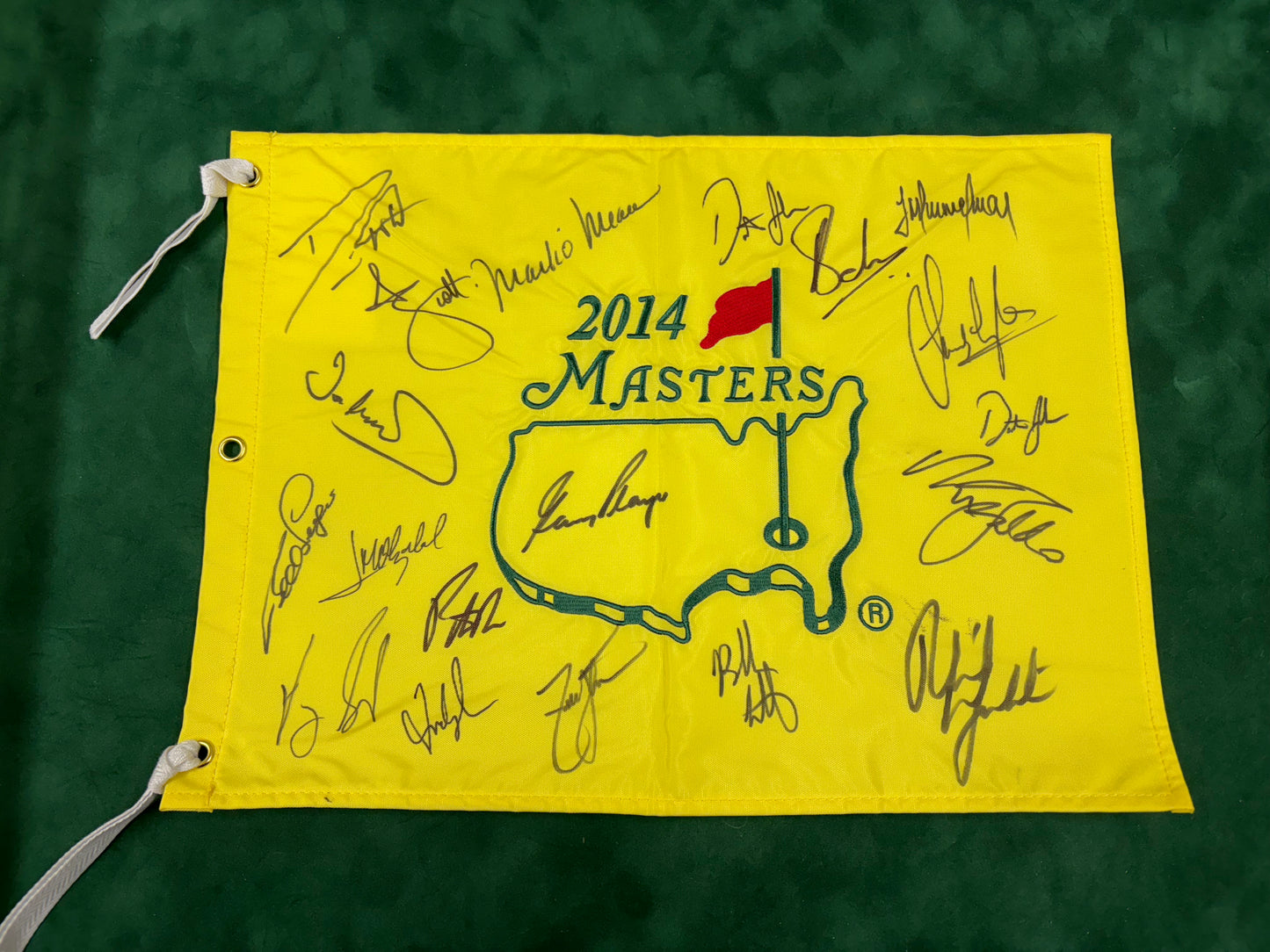 2014 Augusta Masters Golf Pin Flag Signed By 18 Champions (Player, Faldo, Watson) + Cert