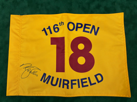 Sir Nick Faldo Winner Signed 116th Open at Muirfield Golf Flag + Dealer COA
