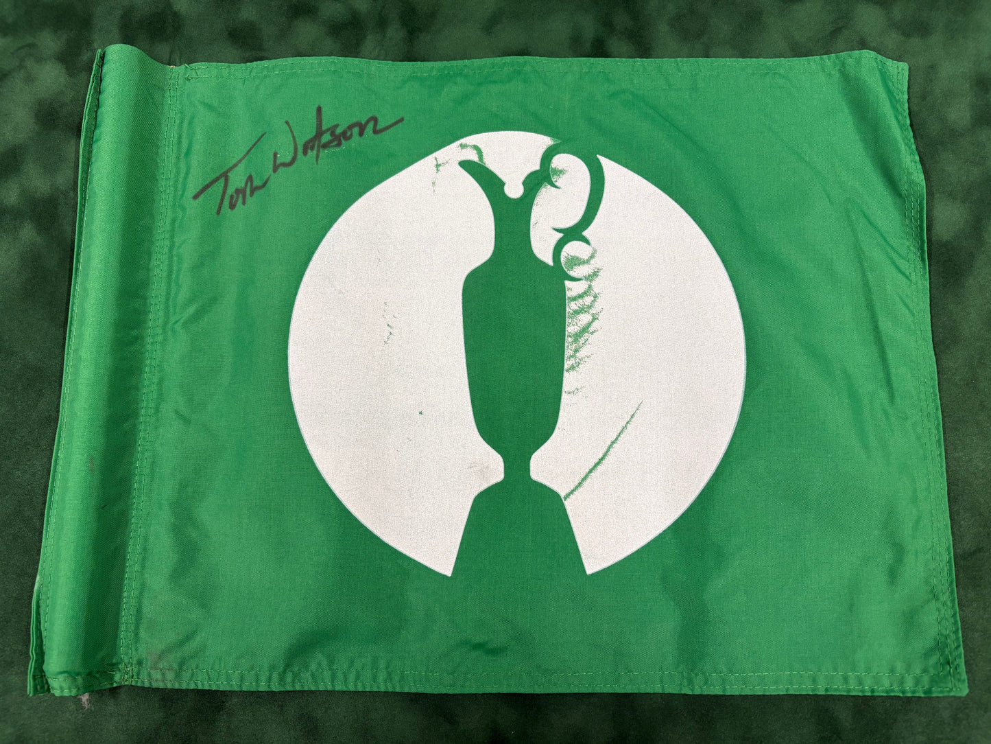 Tom Watson Signed Rare Practice Round Course Used Green Open Golf Flag + Cert