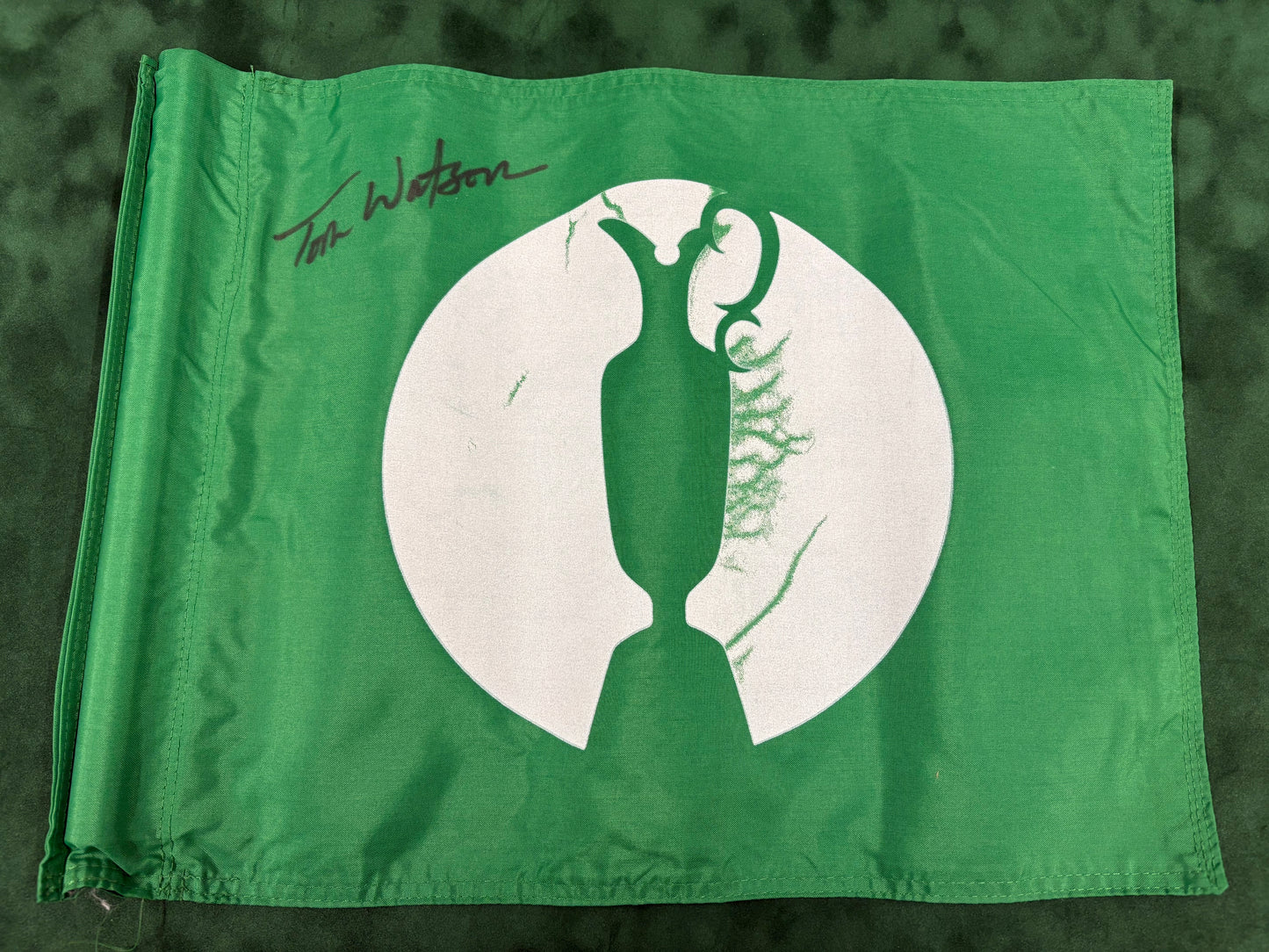 Tom Watson Signed Rare Practice Round Course Used Green Open Golf Flag + Cert