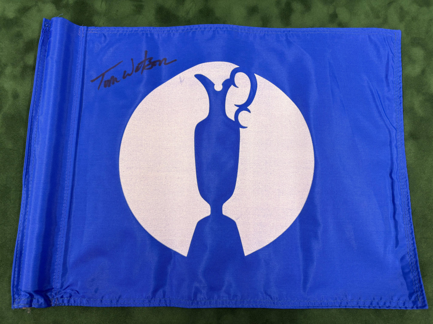 Tom Watson Signed Rare Practice Round Course Used Blue Open Golf Flag + Cert