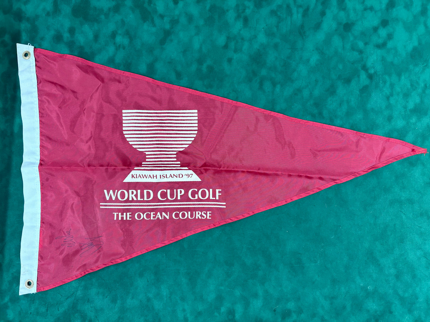 Francesco & Edoardo Molinari 2009 Golf World Cup Winners Signed Golf Flag + Cert