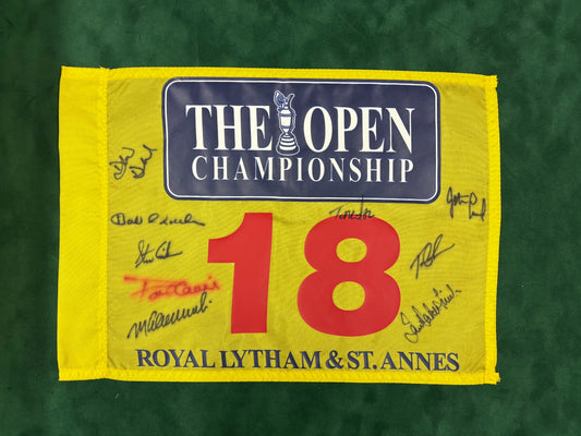 Open at Royal Lytham & St Annes Golf Flag Signed by 9 Champions Watson, Charles, Cink + Cert