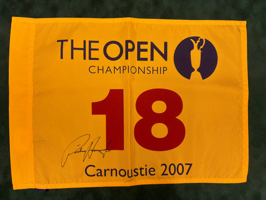 Pádraig Harrington Winner Signed 2007 Open at Carnoustie Golf Flag + Dealer COA