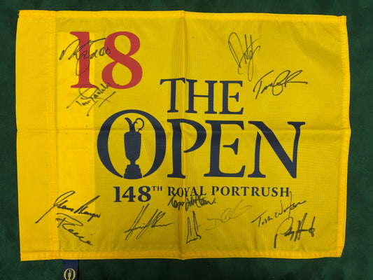 148th Open at Portrush Golf Flag Signed by 12 Champions (Harrington, Els) + Cert