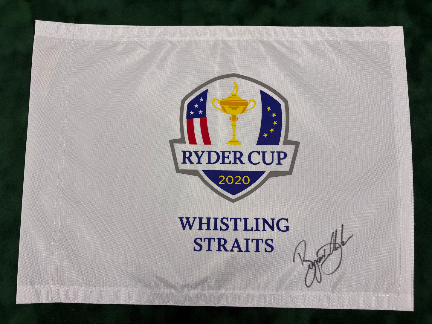 Bryson DeChambeau Signed 2020 Ryder Cup at Whistling Straits Golf Flag + Cert