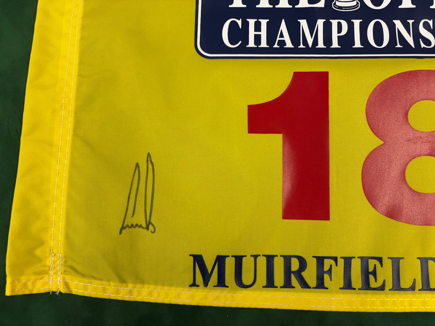Ernie Els Signed Yellow 2002 The Open at Muirfield Golf Flag + Dealer COA