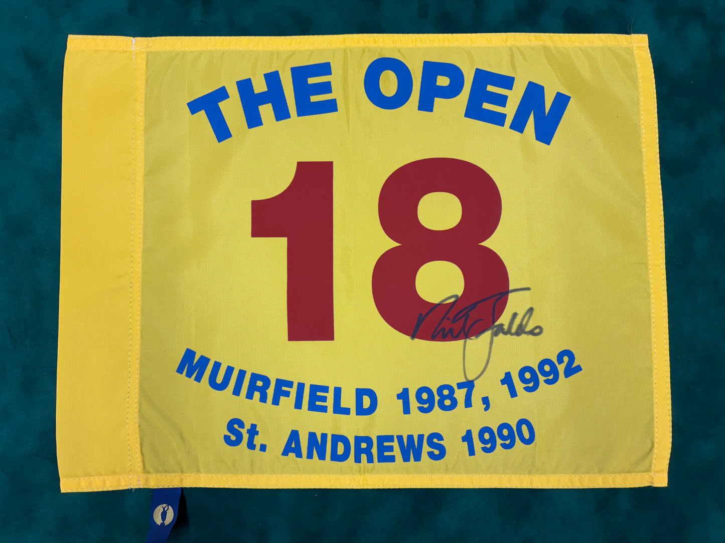 Sir Nick Faldo Signed The Open Winning Years Special RARE Golf Flag + Dealer COA