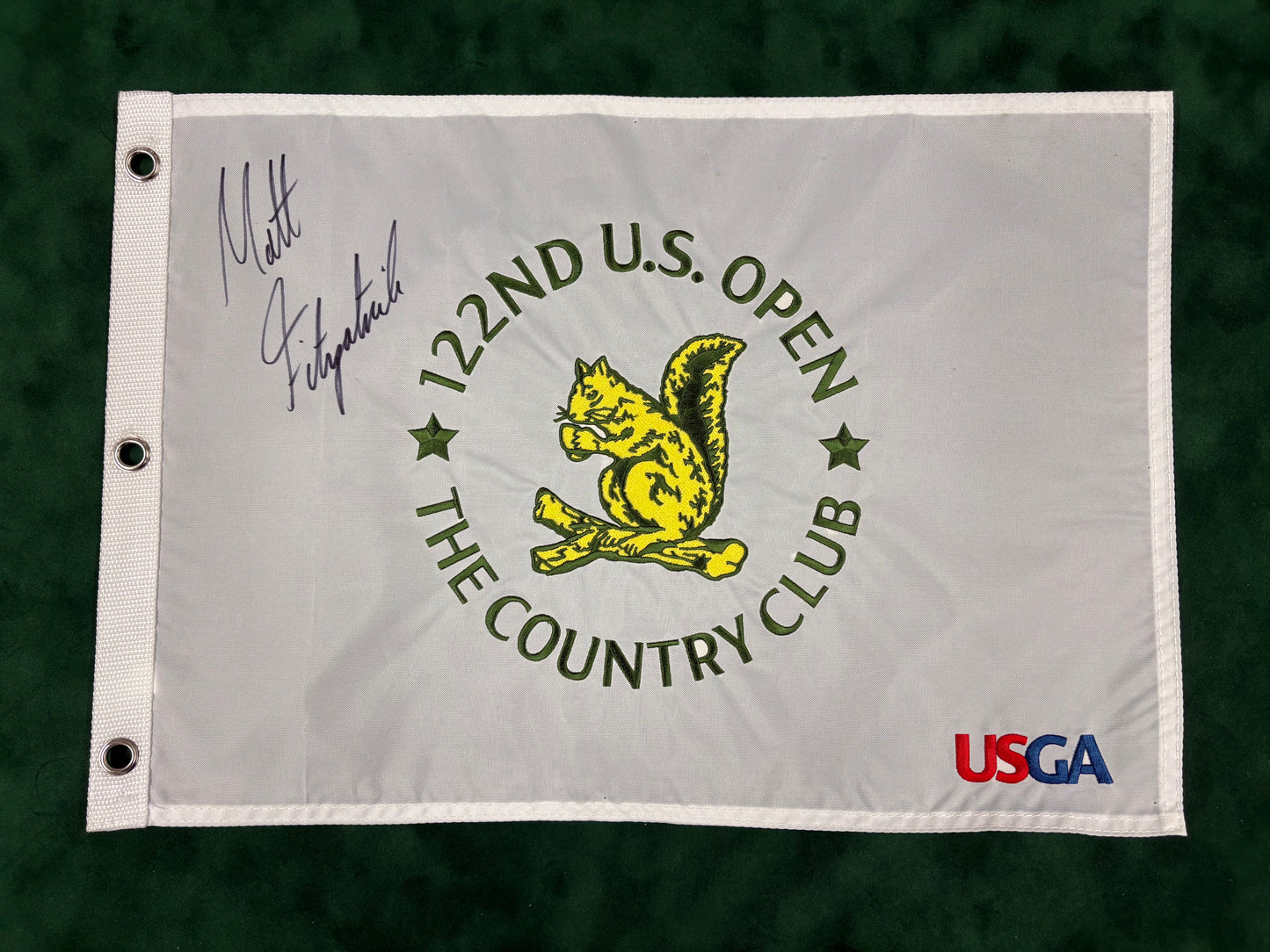 Matt Fitzpatrick Winner Signed 122nd US Open at The Country Club Golf Pin Flag + Dealer COA