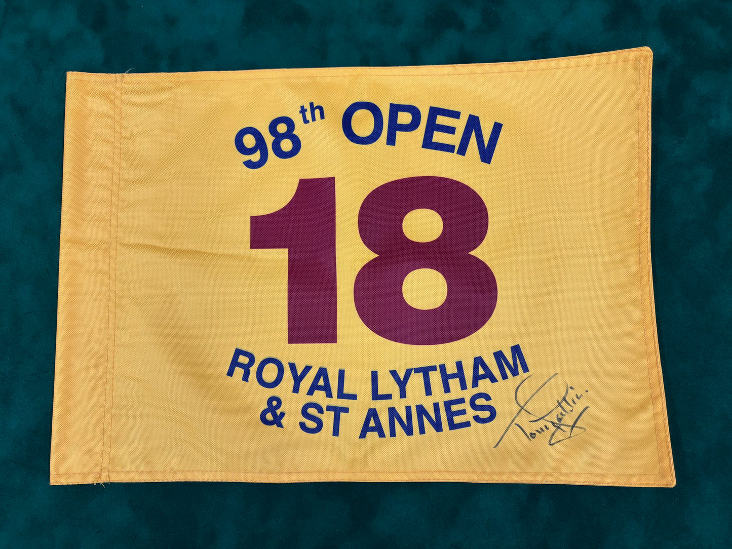 Tony Jacklin Winner Signed 98th Open at Royal Lytham Golf Pin Flag + Dealer COA