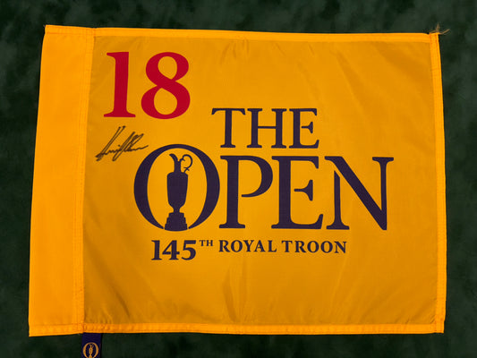 Henrik Stenson Winner Signed 145th Open at Royal Troon Golf Flag + Dealer COA