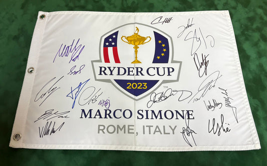 2023 Ryder Cup Team Europe - Official Golf Flag Signed by 18 McIlroy Rahm + Dealer COA