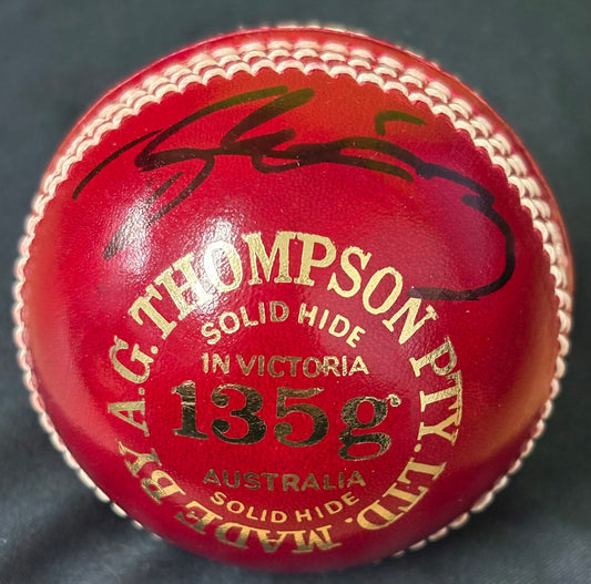 England & Somerset Cricketer Shoaib Bashir Signed Red Cricket Ball + Dealer COA
