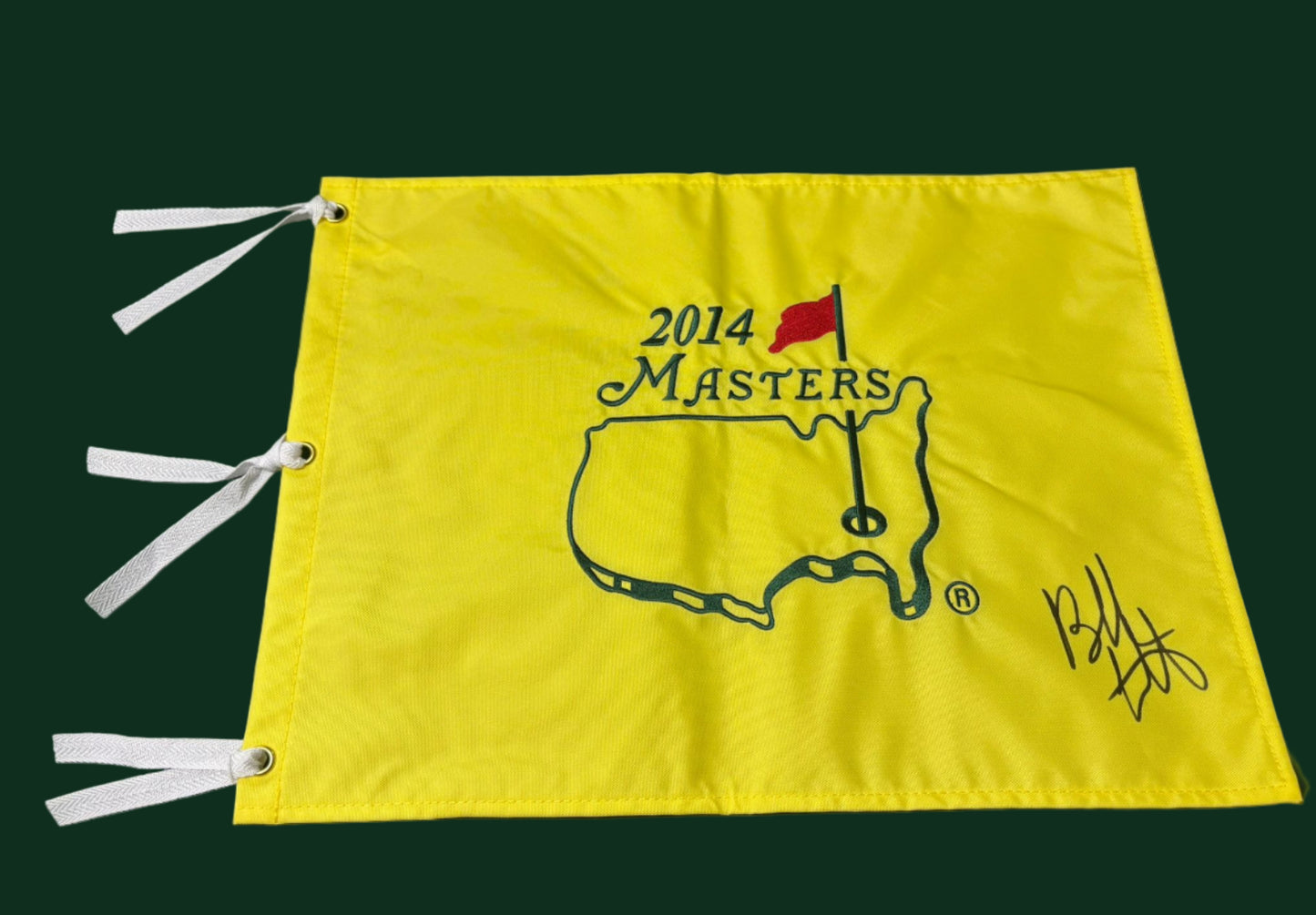Bubba Watson Winner Signed 2014 Augusta Masters Golf Flag + Dealer COA