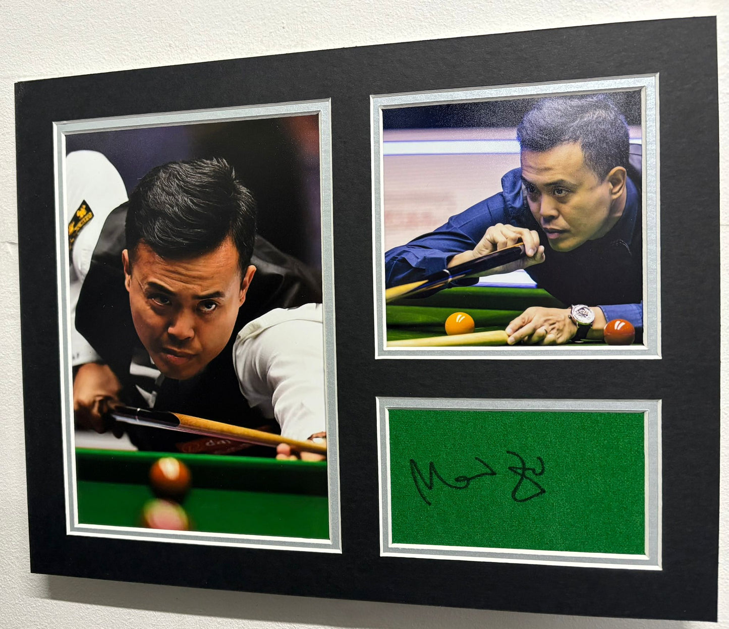 Three-Time Ranking Event Winner Marco Fu Signed Table Baize Display + Dealer COA