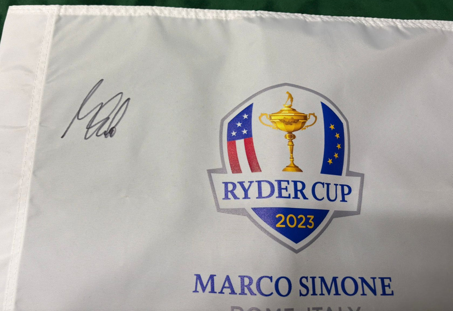 Matt Fitzpatrick Signed 2023 Ryder Cup at Marco Simone Golf Flag + Dealer COA
