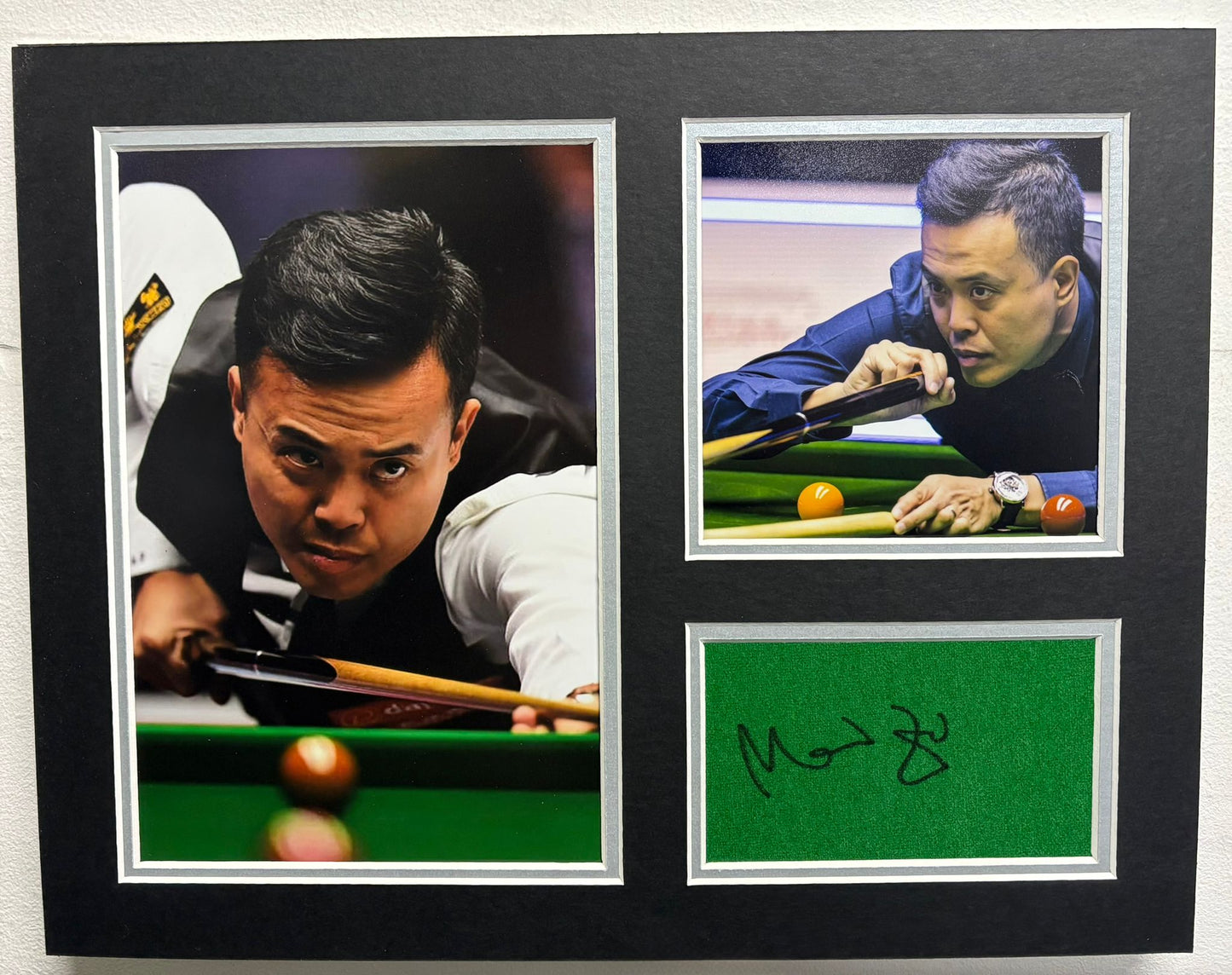 Three-Time Ranking Event Winner Marco Fu Signed Table Baize Display + Dealer COA