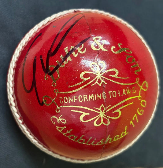 England & Surrey Cricketer Gus Atkinson Signed Red Cricket Ball + Dealer COA