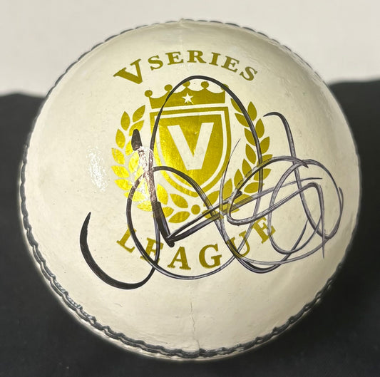 England Cricket Legend & Star Batsman Joe Root Signed White Cricket Ball + Dealer COA