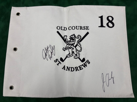 John Daly & Louis Oosthuizen Signed St Andrews Old Course Golf Pin Flag + Cert