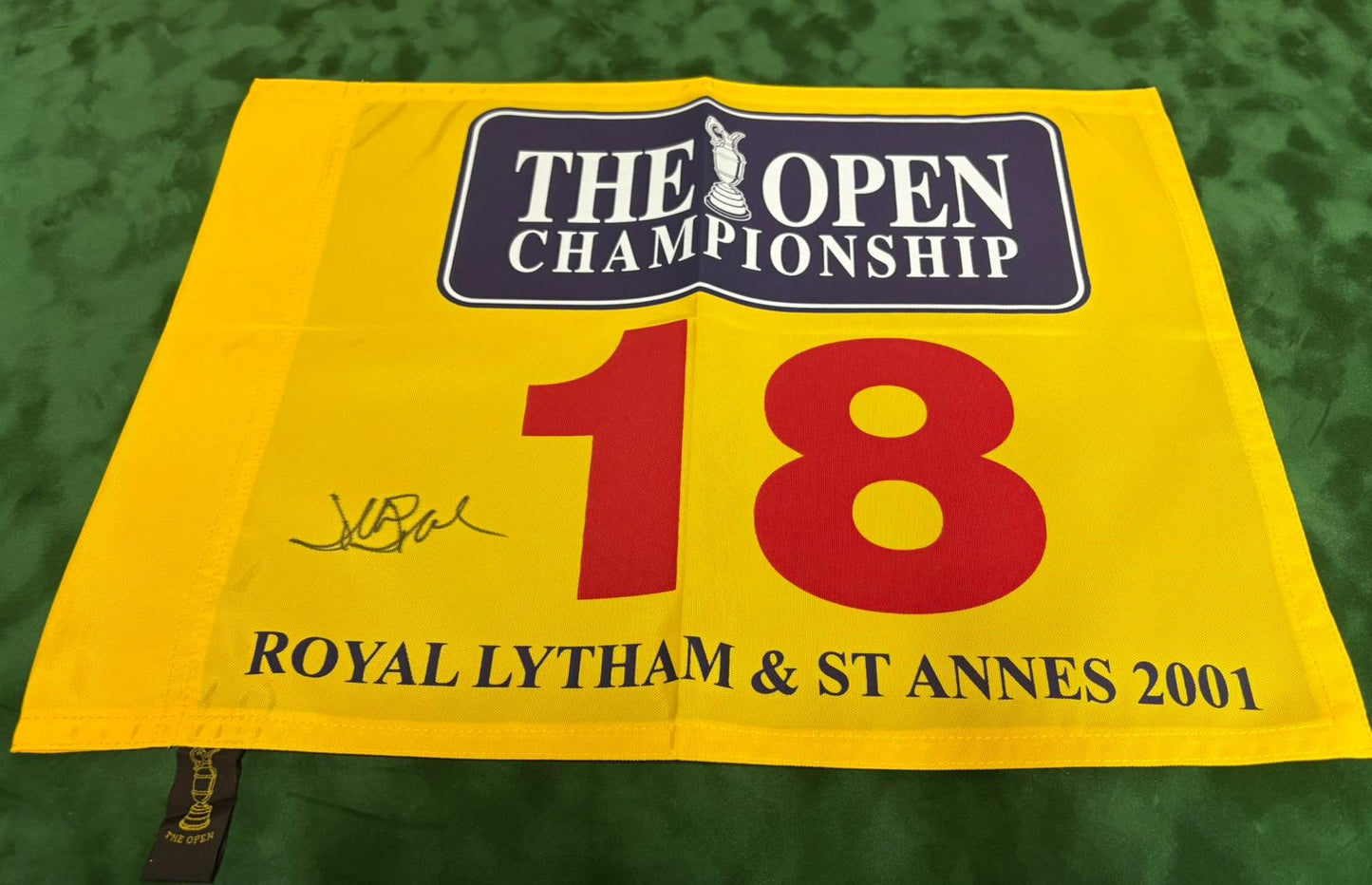 David Duval Winner Signed 2001 The Open at Royal Lytham & St Annes Golf Flag + Dealer COA