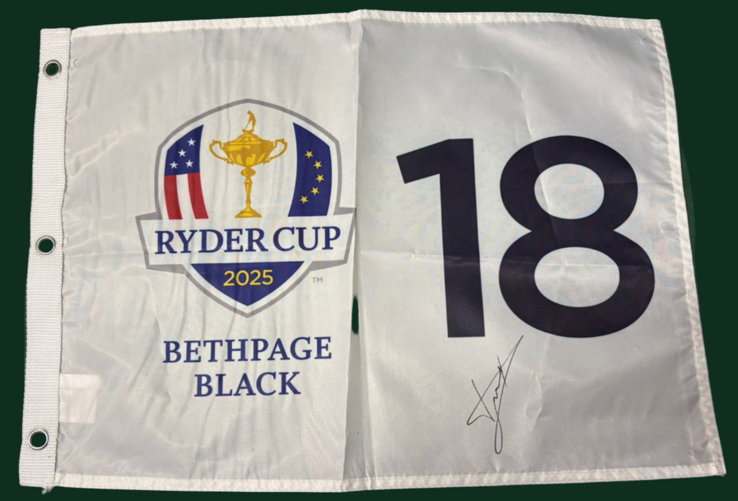 Luke Donald Captain Signed 2025 Ryder Cup at Bethpage Black Golf Flag + COA