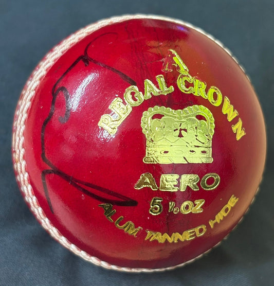 England & Surrey Cricketer Jamie Overton Signed Red Cricket Ball + Dealer COA