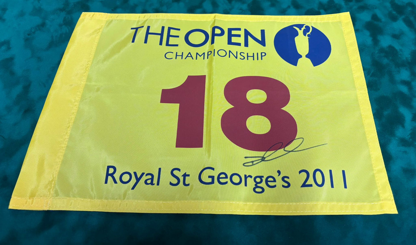 Darren Clarke Winner Signed 2011 Open at Royal St George's Golf Flag + Dealer COA