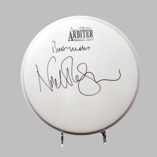 Nick Mason Pink Floyd Drummer Signed Full Autograph 10" Drum Skin + Dealer COA